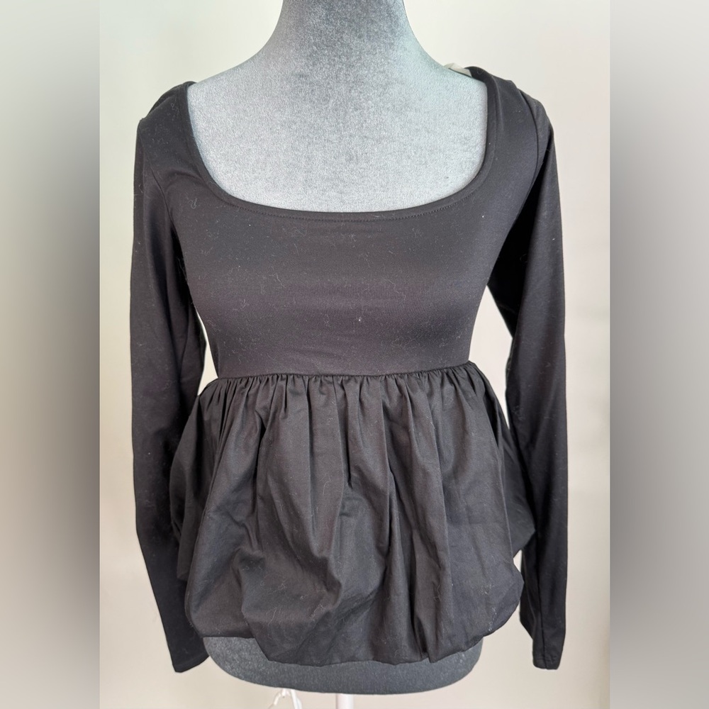Wild Fable Black Long Sleeve Peplum Top NWT